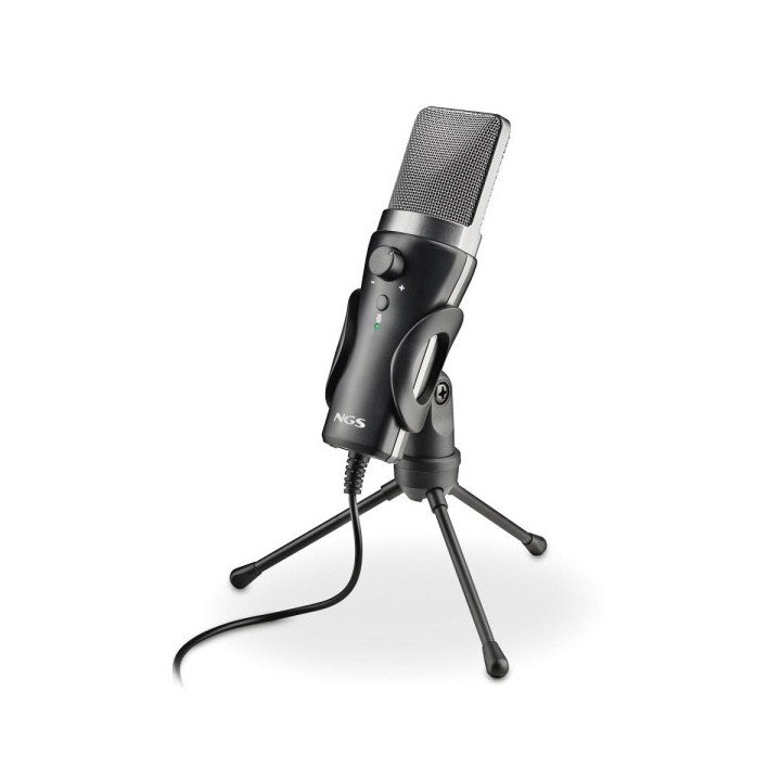 NGS MS120USB Microfono USB para Streaming - Configuracion Ajustable - Grabacion Cardioide - Puerto de Monitorizacion de Auricul