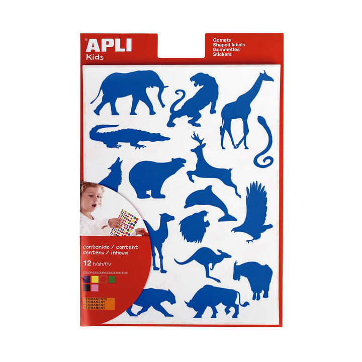 Apli Gomets Animales Salvajes - 204 Unidades por Bolsa - Formas de Elefante