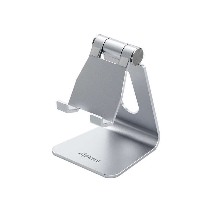 Aisens Soporte de Sobremesa Tamaño M Ajustable (1 Pivote) para Movil / Tablet - Color Plata