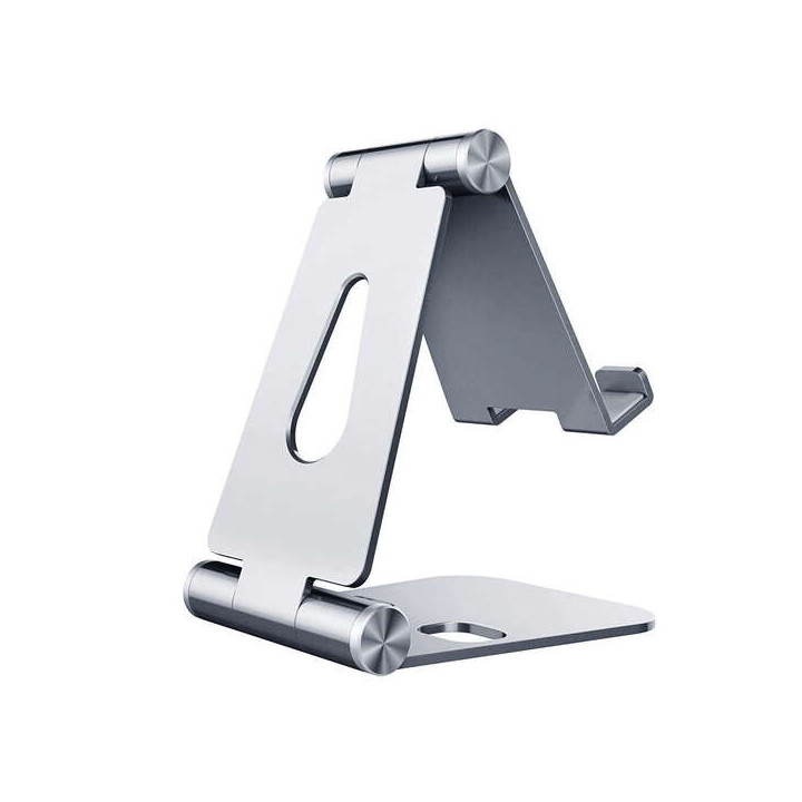 Aisens Soporte de Sobremesa Tamaño M Ajustable (2 Pivotes) para Movil / Tablet - Color Plata