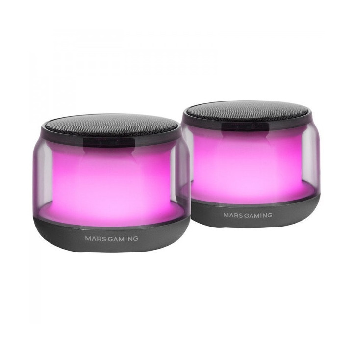 Mars Gaming MS-AURA Altavoces Bluetooth RGB - Sonido Envolvente 15W - DSP Personalizado - Iluminacion RGB 360º - Bluetooth 5.3