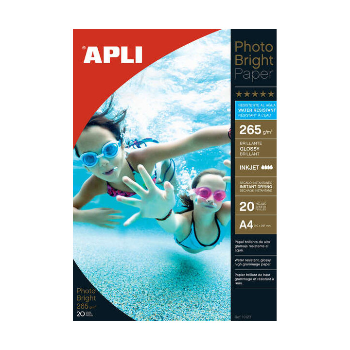 Apli Papel Fotografico Photobright Resistente Al Agua A4 265g 20 Hojas