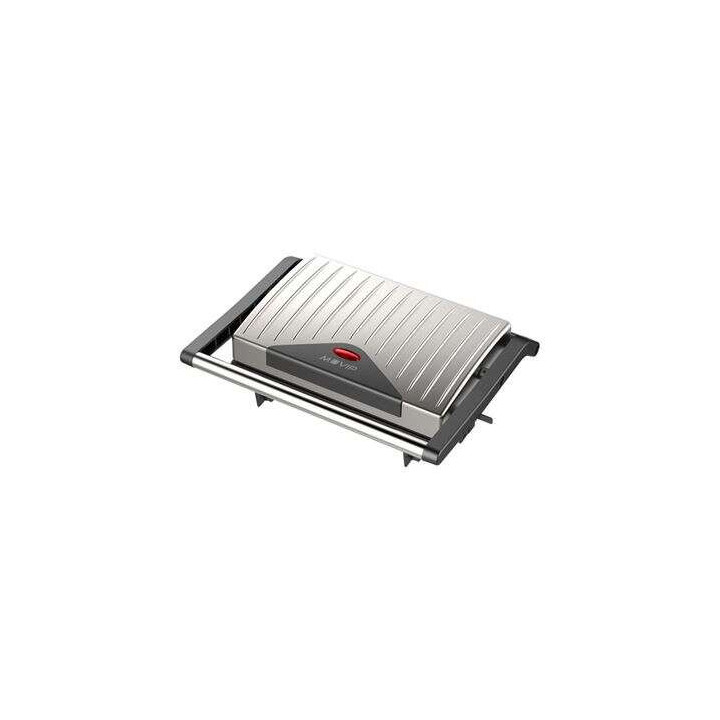Muvip Sandwichera Grill Inox 750W - Placa Superior Basculante - Presion Uniforme - Asa Tacto Frio