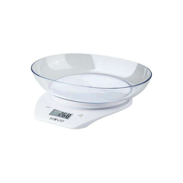 Muvip Bascula de Cocina Digital con Bol - Bol Transparente de 1.5L - Sensor de Alta Precision - Peso Max. 5kg