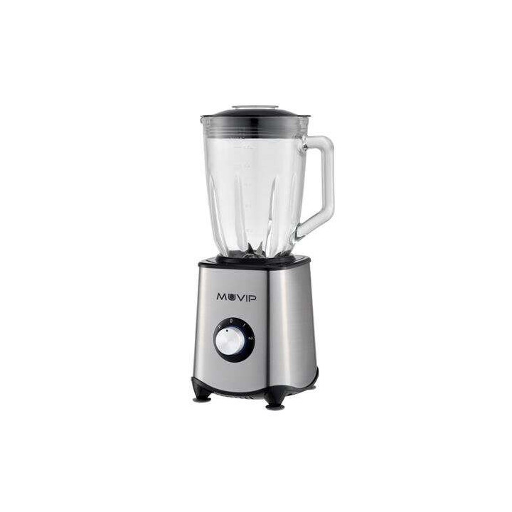 Muvip Batidora de Vaso 1300W 1.5L - 2 Velocidades - Cuerpo y Chuchillas de Acero Inoxidable - Funcion Pica Hielo - Bloqueo de S