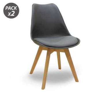 Muvip Design D200 Pack de 2 Sillas Multifuncionales - Asiento Acolchado - Patas de Madera - Uso en Interior - Ideal para Sala d