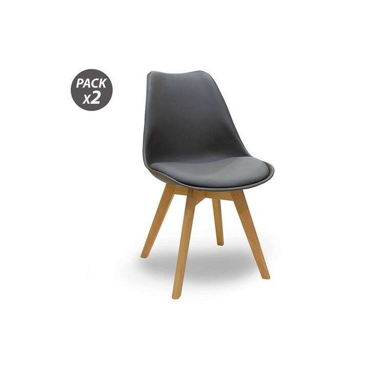 Muvip Design D200 Pack de 2 Sillas Multifuncionales - Asiento Acolchado - Patas de Madera - Uso en Interior - Ideal para Sala d