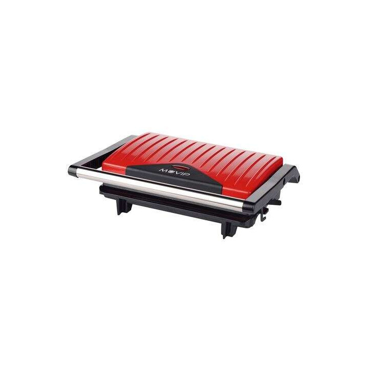 Muvip Sandwichera Placa tipo Grill Inox 750W - Placa Superior Basculante - Presion Uniforme - Asa Tacto Frio