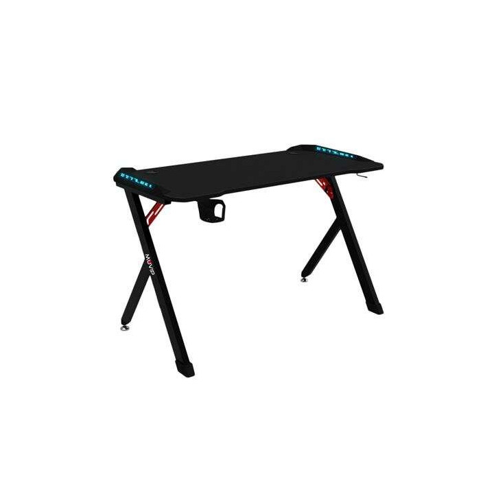 Muvip PRO1200 Mesa Gaming Fibra de Carbono con Luz RGB - Solida - Gran Superficie - Portavasos - Gancho para Auriculares - Medi