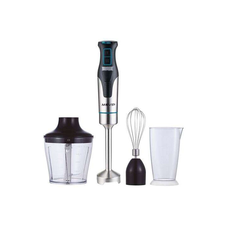 Muvip Batidora de Mano Inox 1200W + Accesorios - 2 Velocidades - Control de Velocidad - Cuerpo de Acero Inoxidable