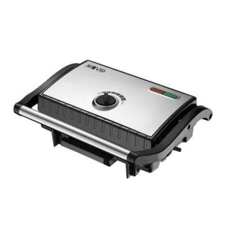 Muvip Sandwichera Inox Placa Grill 1500W - Temperatura Regulable - Placa Superior Basculante - Presion Uniforme - Asa Tacto Fri