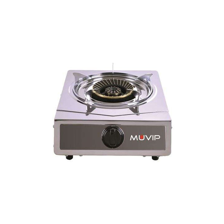 Muvip Serie Strong Cocina de Gas Inox 1 Fuego - Encendido Piezoelectrico - Quemador de Hierro Fundido Desmontable