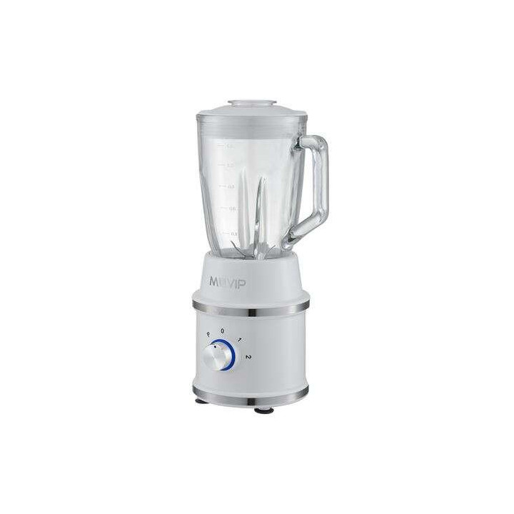 Muvip Desing White Batidora de Vaso 1300W 1.5L - 2 Velocidades - Chuchillas de Acero Inoxidable - Funcion Pica Hielo - Bloqueo