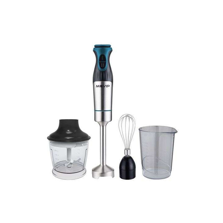 Muvip Batidora de Mano Inox 1200W + Accesorios - 2 Velocidades - Control de Velocidad - Cuerpo de Acero Inoxidable