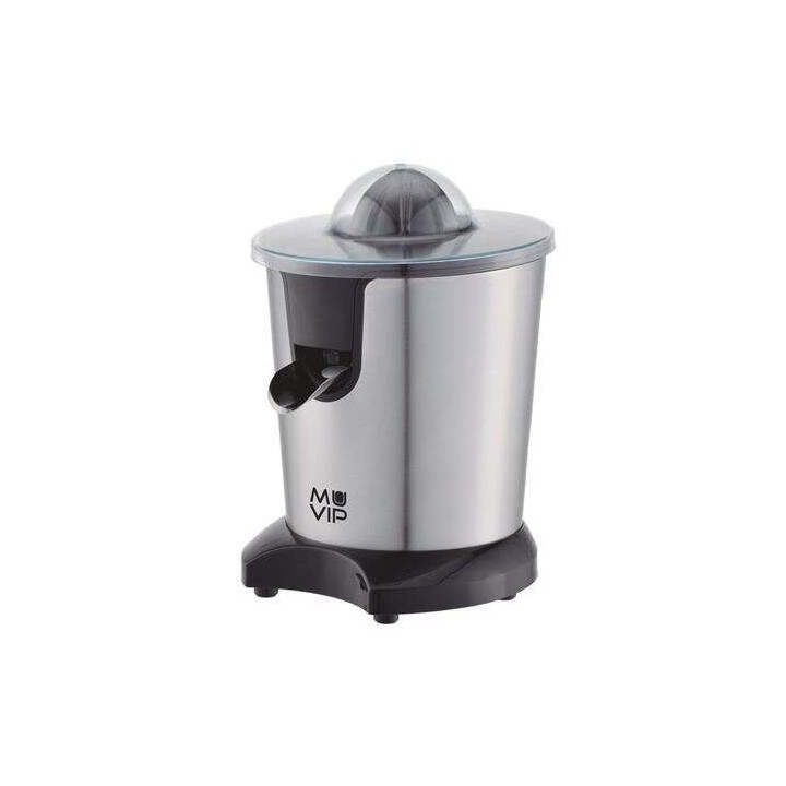 Muvip Exprimidor Electrico Inox 600W - Cuerpo y Filtro de Acero Inoxidable - Sistema Antigoteo - 2 Tamaños de Conos