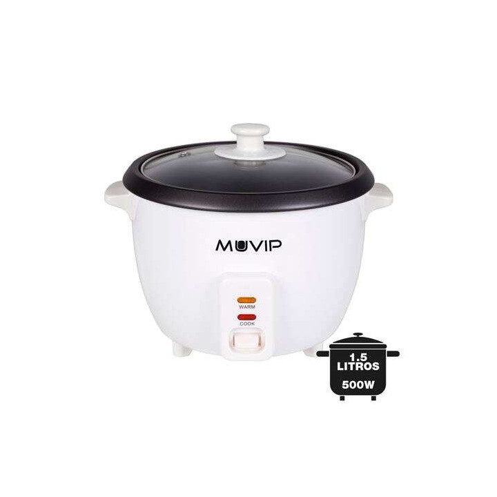 Muvip Arrocera - Capacidad 1.5 Litros - Potencia 500W - Sistema de Coccion y Calentamiento - Recipiente Interior de Aluminio An