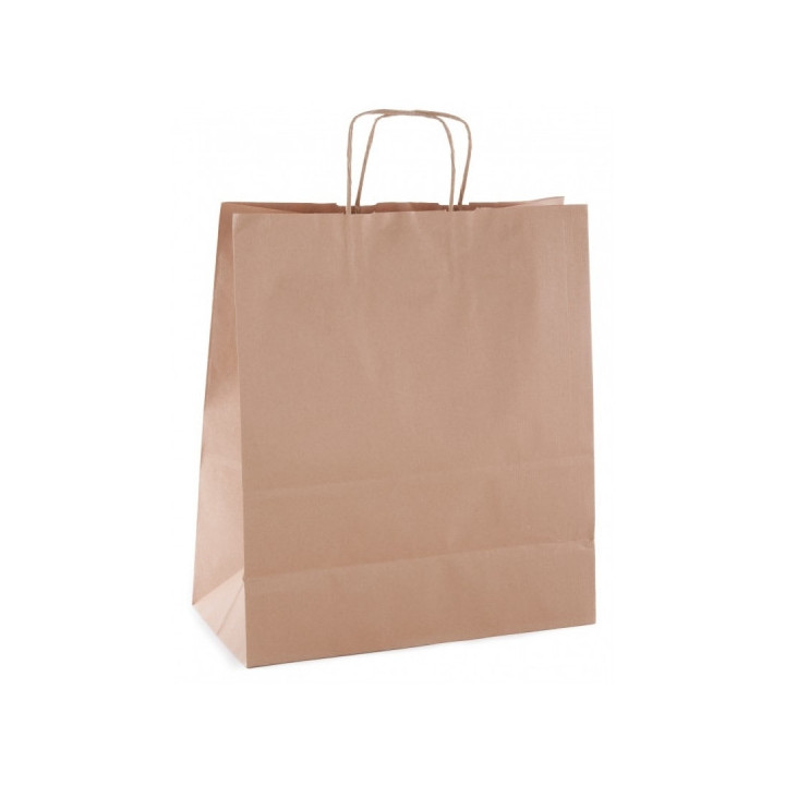 Apli Pack de 50 Bolsas Kraft - Alta Resistencia - Asas Rizadas - Reutilizables y Reciclables - Color Marron