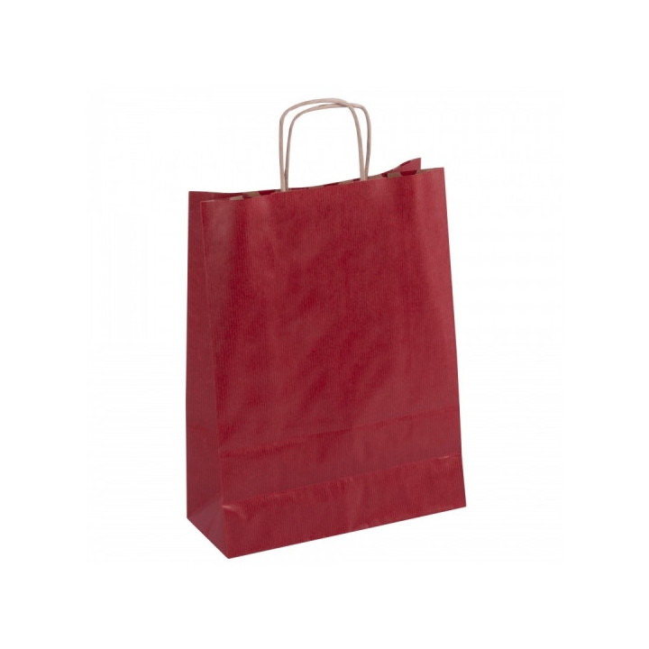 Apli Pack de 50 Bolsas Kraft - Alta Resistencia - Asas Rizadas - Reutilizables y Reciclables - Color Rojo