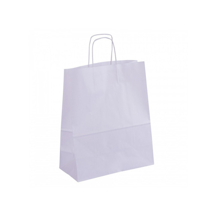 Apli Pack de 50 Bolsas Kraft - Alta Resistencia - Asas Rizadas - Reutilizables y Reciclables - Color Blanco