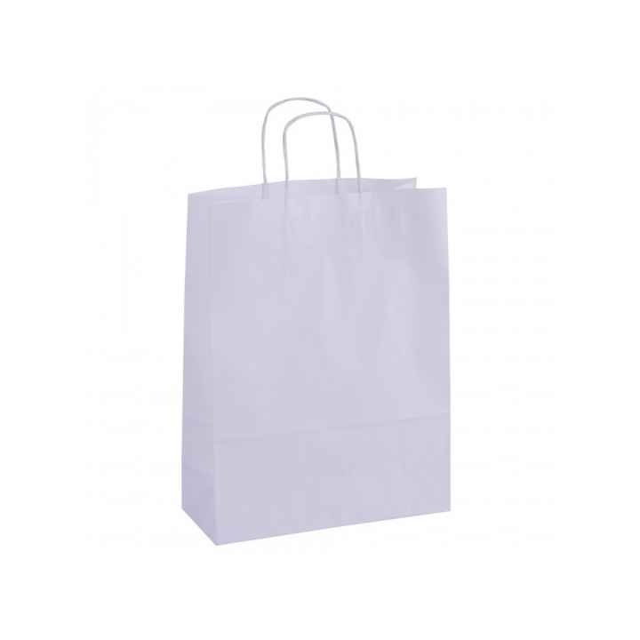 Apli Pack de 50 Bolsas Kraft - Alta Resistencia - Asas Rizadas - Reutilizables y Reciclables - Color Blanco