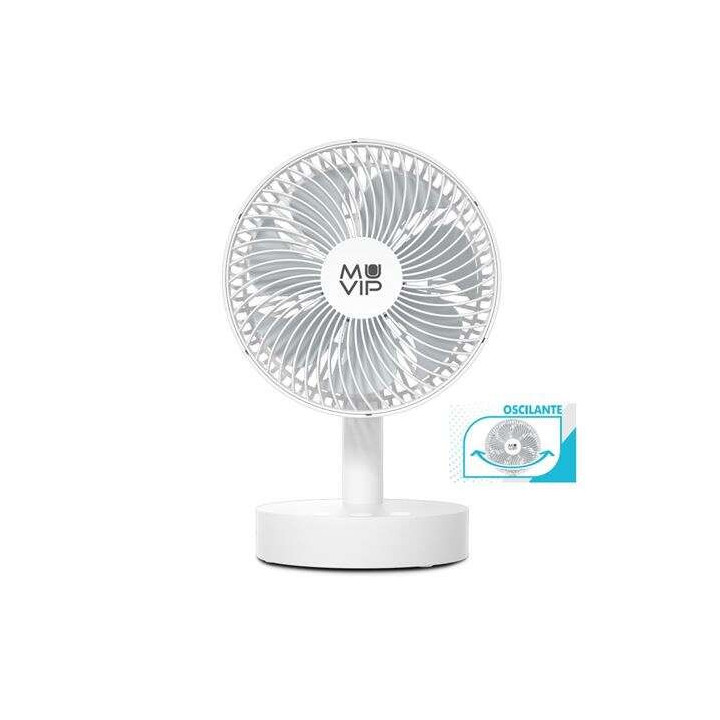 Muvip Ventilador de Sobremesa Portatil Oscilante 12W 19cm de Diametro - 4 Velocidades - Oscilacion hasta 70º - Angulo Ajustabl