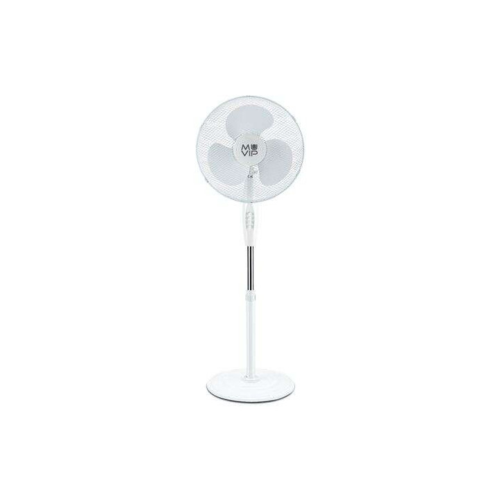 Muvip Ventilador de Pie 45W 3 Aspas - 3 Velocidades - Altura e Inclinacion Ajustables - Base Reforzada - Color Blanco