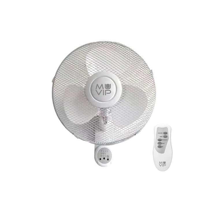 Muvip Ventilador de Pared - 45W - 3 Velocidades - Mando a Distancia - Color Blanco