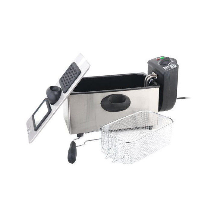 Muvip Freidora Electrica - 3 Litros - Asas Tacto Frio - Totalmente Desmontable - Tapa con Ventana - 2000W