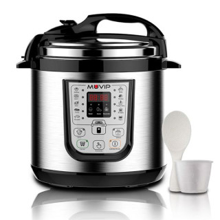 Muvip Olla a Presion Electrica - 6 Litros - 15 Programas Disponibles - 1000W - Display LED - Acero Inoxidable - Totalmente Desm