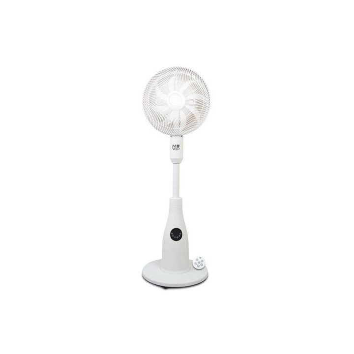 Muvip Ventilador de Pie 80W 8 Aspas - 7 Velocidades - Nebulizador - Funcion de Oscilacion - Luz LED - Color Blanco