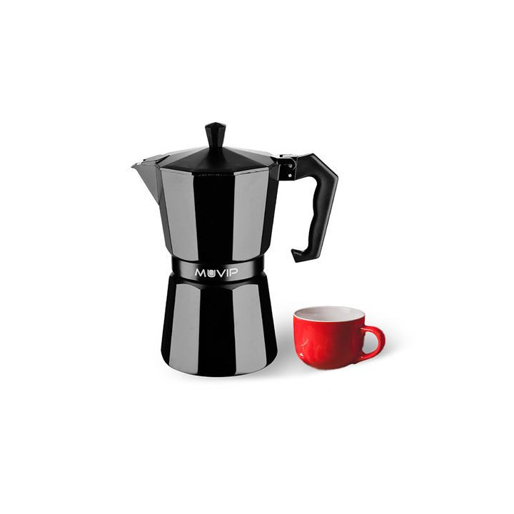 Muvip MV0603 Cafetera de Aluminio - Capacidad 1 Taza - Mango Ergonomico - Antiadherente - Apta para Placas Electricas