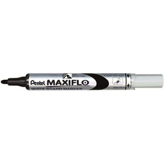 Pentel Maxiflo Rotulador para Pizarra Blanca - Regulacion del Flujo de Tinta - Punta de Bala - Ancho de Linea 2mm - 50% de Mate