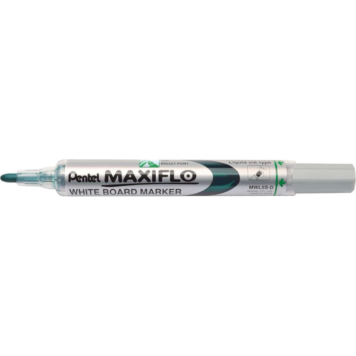 Pentel Maxiflo Rotulador para Pizarra Blanca - Punta de Bala - Ancho de Linea 2mm - Regulacion del Flujo de Tinta - 50% de Mate