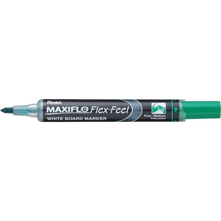 Pentel Maxiflo Flex-Feel Rotulador para Pizarra Blanca - Punta Flexible 4.6mm - Trazo de 1 a 5mm - Dosificacion de Tinta median