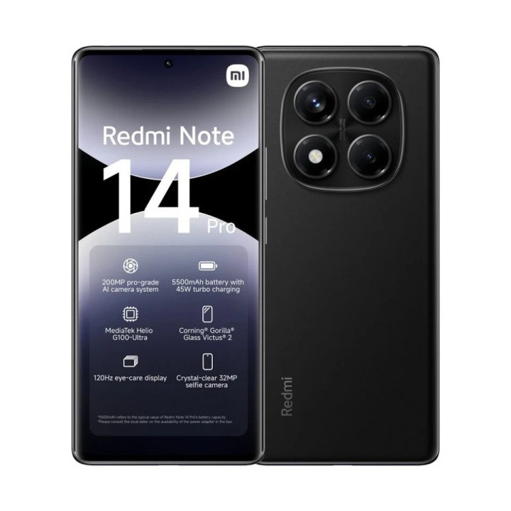 Xiaomi Redmi Note 14 PRO Smartphone Pantalla AMOLED 6.67" - 8GB - 256GB - Camara Principal 200MP - Bateria 5500mAh - HyperCharg