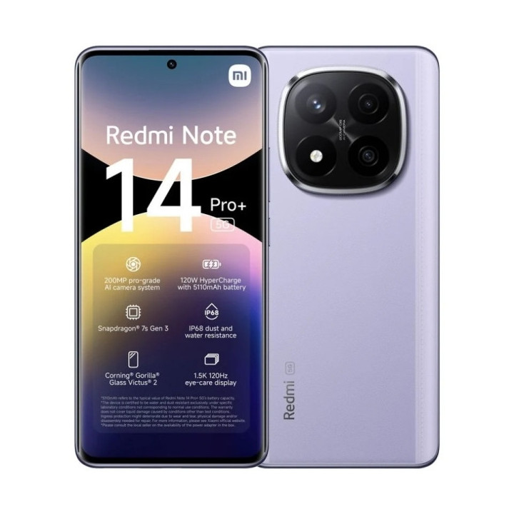 Xiaomi Redmi Note 14 Pro Plus 5G Smartphone Pantalla AMOLED 6.67" - 12GB - 512GB - Camara Principal 200MP - Bateria 5110mAh - C