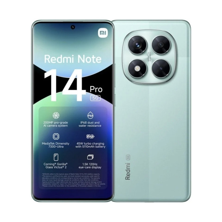 Xiaomi Redmi Note 14 Pro 5G Smartphone Pantalla AMOLED 6.67" - 8GB - 256GB - Camara Principal 200MP - Bateria 5110mAh - HyperCh