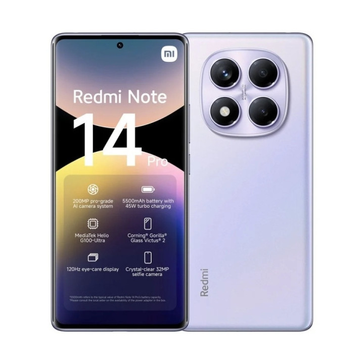 Xiaomi Redmi Note 14 PRO Smartphone Pantalla AMOLED 6.67" - 8GB - 256GB - Camara Principal 200MP - Bateria 5500mAh - HyperCharg
