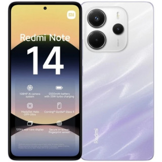 Xiaomi Redmi Note 14 Smartphone Pantalla AMOLED 6.67" - 6GB - 128GB - Camara Principal 108MP - Bateria 5500mAh - HyperCharge 33