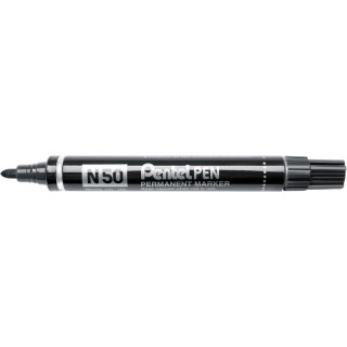 Pentel Pen N50 Rotulador Permanente - Punta de 4.3mm - Resistente a Agua y Luz - Color Negro