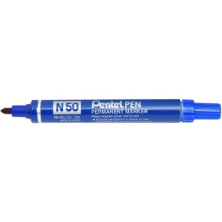 Pentel Pen N50 Rotulador Permanente - Punta de 4.3mm - Resistente a Agua y Luz - Color Azul