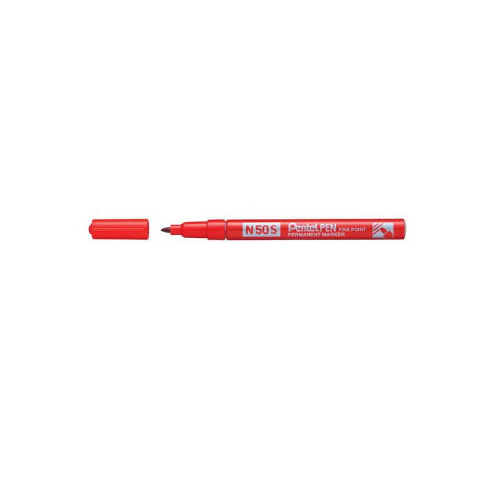 Pentel Pen N50S Rotulador Permanente - Punta Fina 3.18mm - Resistente a Agua y Luz - Color Rojo