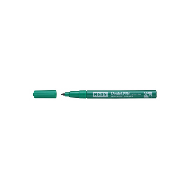 Pentel Pen N50S Rotulador Permanente - Punta Fina 3.18mm - Resistente a Agua y Luz - Color Verde