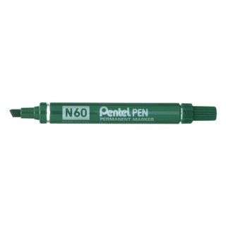 Pentel Pen N60 Rotulador Permanente - Punta Biselada Resistente y Duradera - Resistente a Agua y Luz - Color Verde