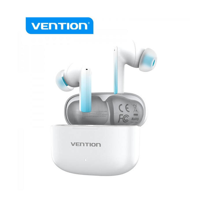 Vention Auriculares Bluetooth 5.3 con Estuche de Carga - 6h Autonomia ELF E04 - Color Blanco