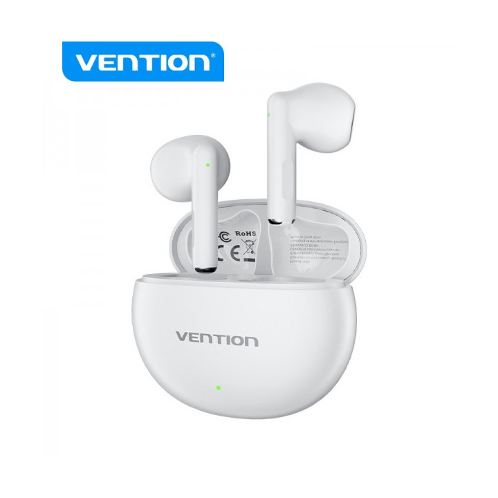 Vention Auriculares Bluetooth 5.3 con Estuche de Carga - 6h Autonomia ELF 06 - Color Blanco