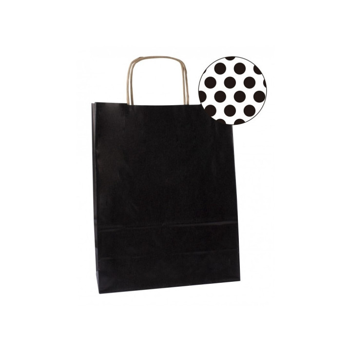 Apli Pack de 50 Bolsas Kraft - Alta Resistencia - Asas Rizadas - Reutilizables y Reciclables - Color Negro