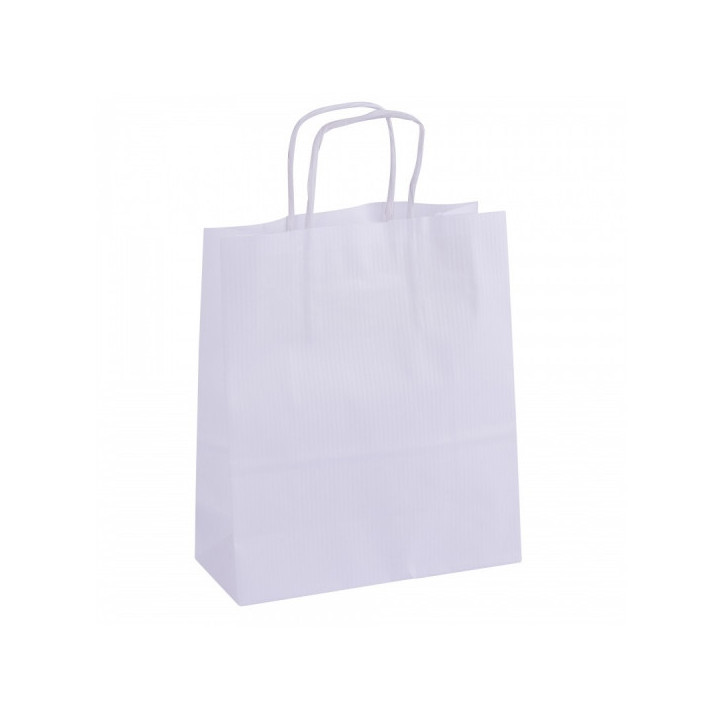 Apli Pack de 50 Bolsas Kraft - Alta Resistencia - Asas rizadas - Reutilizables y reciclables - Color Blanco