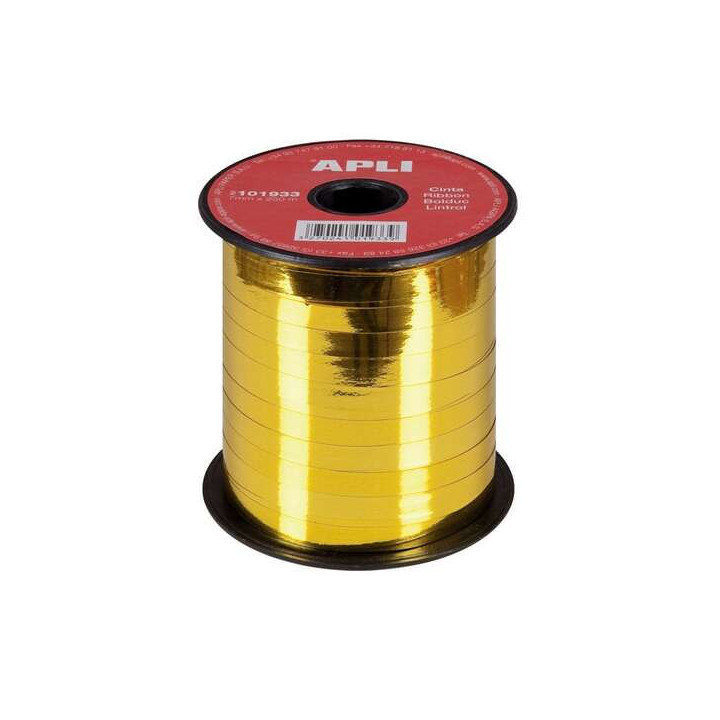 Apli Rollo de Cinta para Envolver Regalos de 7mmx250m - Acabado Brillante - Color Oro