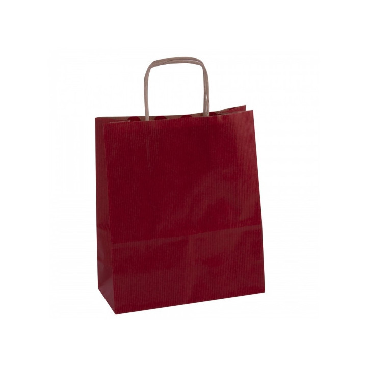 Apli Pack de 50 Bolsas Kraft - Alta Resistencia - Asas rizadas - Reutilizables y reciclables - Color Rojo